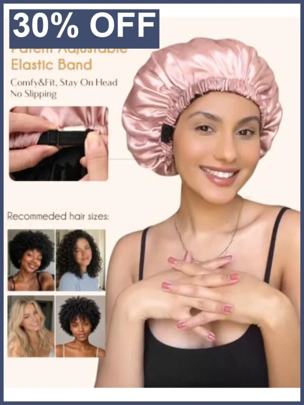 Adjustable Double Layer Satin Bonnet for Sleeping, Curly Natural Hair